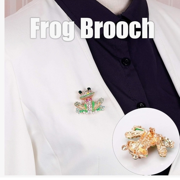 Colorful Frog Brooch with Crystals - Picture 5 of 6